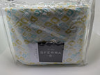 Sferra Geometrico Queen Quilt Aqua Yellow Diamond Cotton Percale Print Italy NEW12