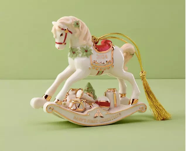 Lenox 2024 Rocking Horse Ornament Baby's 1st Christmas First Gift Vintage NEW1