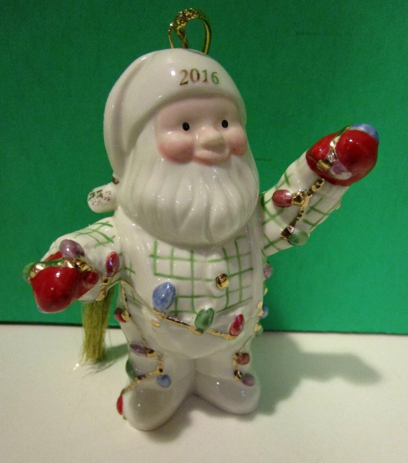 Lenox 2016 Annual Santa Figurine Ornament Santa's Tree Lights Christmas NEW6