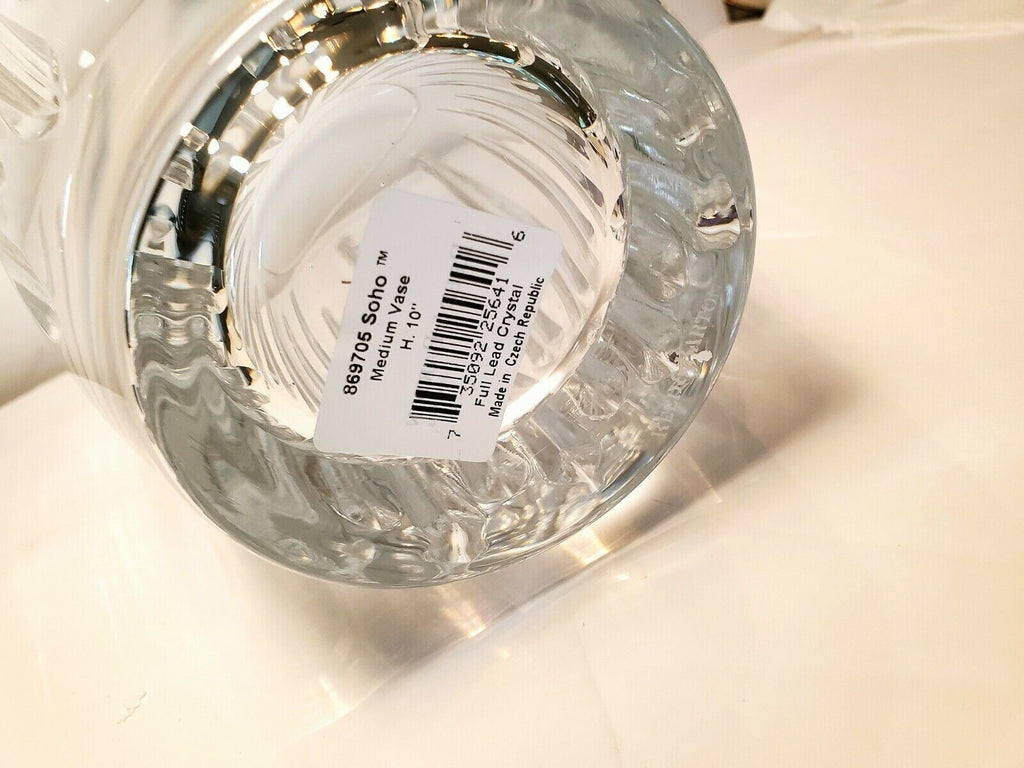 Reed & Barton Crystal Soho Flower Vase 10" Tapered Vertical Cuts Clear Gift NEW3