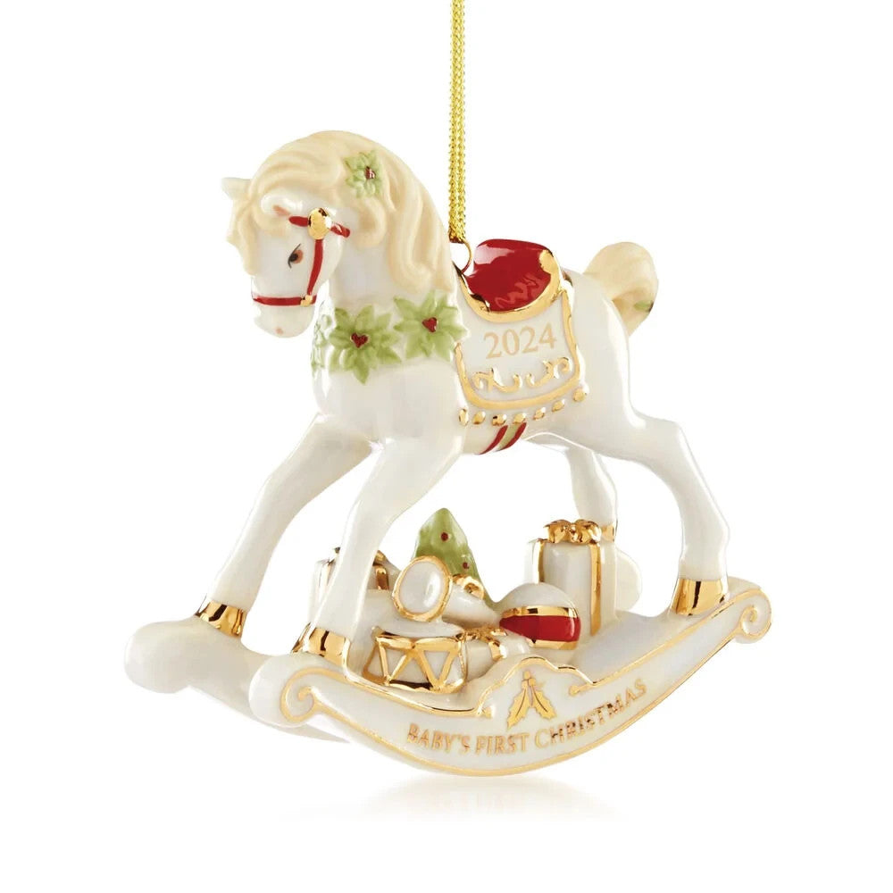 Lenox 2024 Rocking Horse Ornament Baby's 1st Christmas First Gift Vintage NEW7