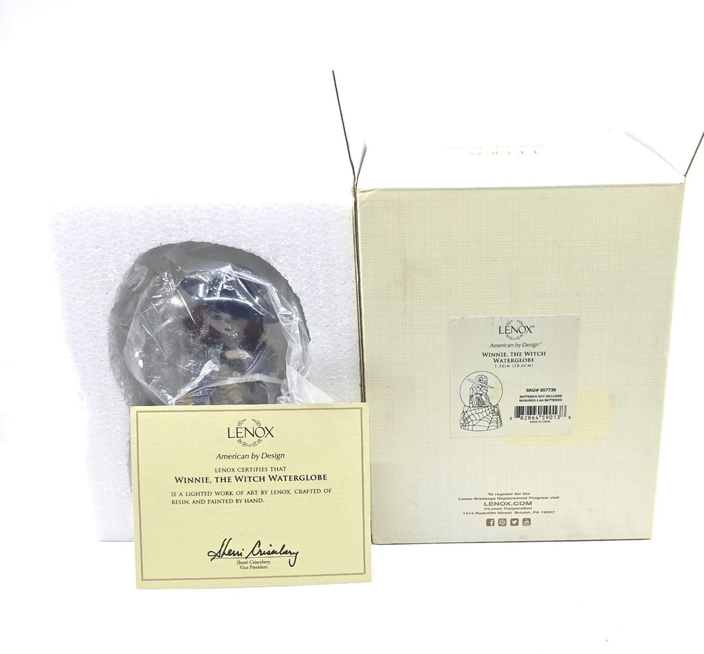 Lenox Halloween Lighted Witch Water Globe Figurine Winnie Spiders Black Cat NEW6