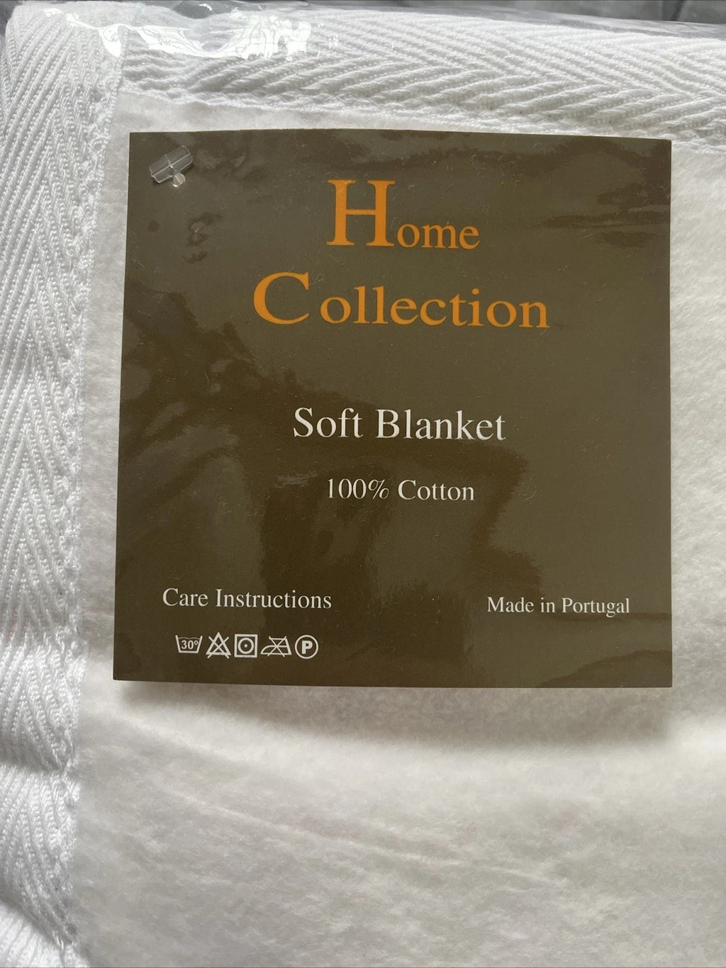 Sferra White Twin Plush Blanket Combed Cotton Home Collection Soft Portugal NEW18