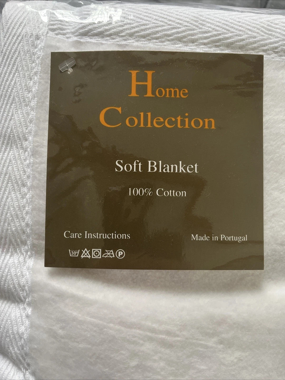 Sferra White Twin Plush Blanket Combed Cotton Home Collection Soft Portugal NEW18
