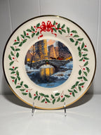 Lenox 2025 Holiday Collector Plate Night Snow Horse Drawn Carriage Bridge LE NEW7