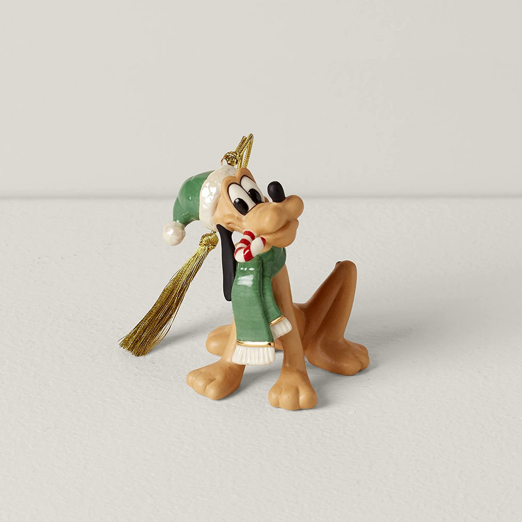 Lenox Disney Pluto Figurine Ornament Mickey's Dog Candy Cane Treat Christmas NEW6