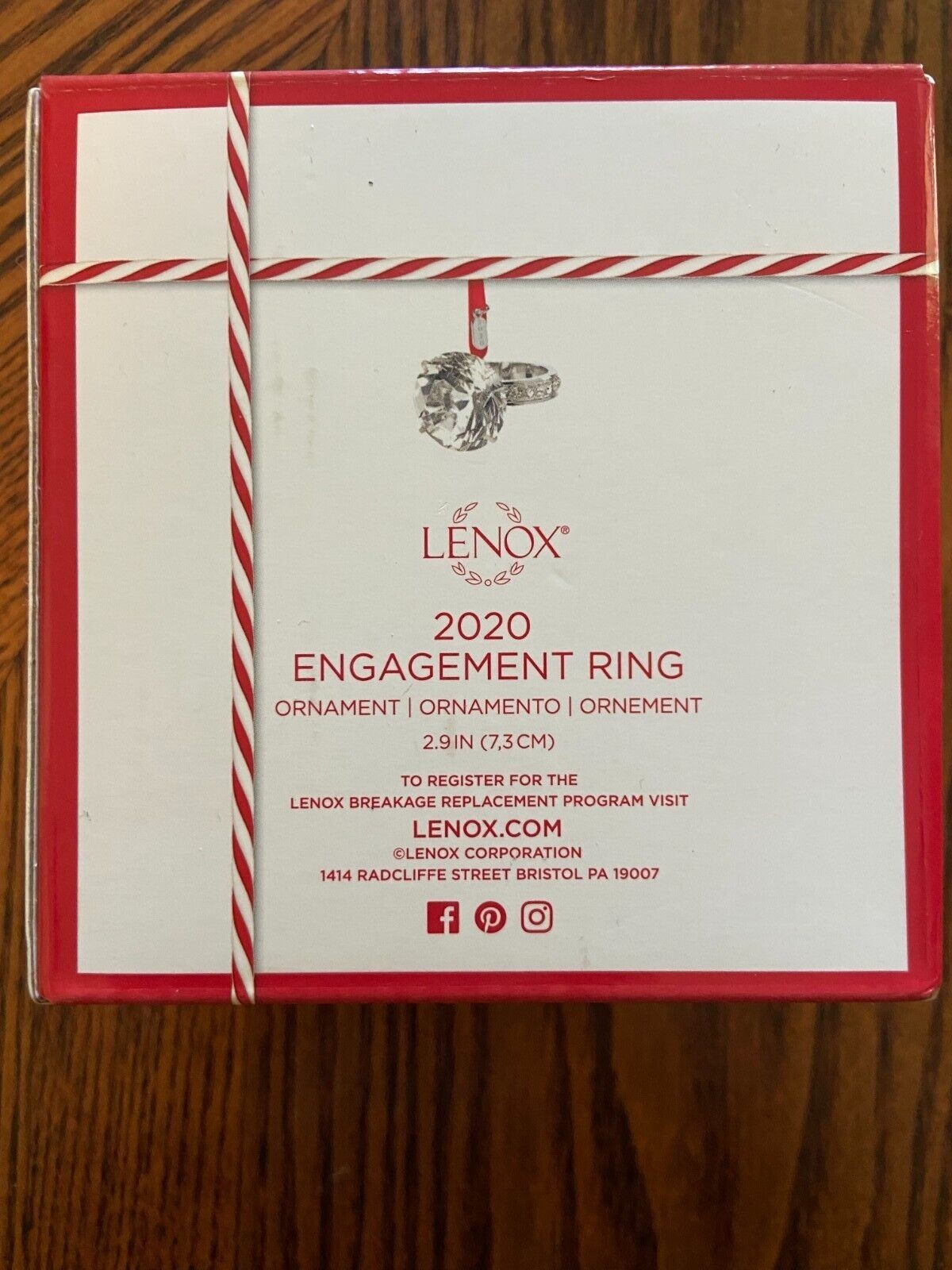 Lenox 2020 Engagement Ring Ornament Wedding Proposal Crystal Christmas Gift NEW6