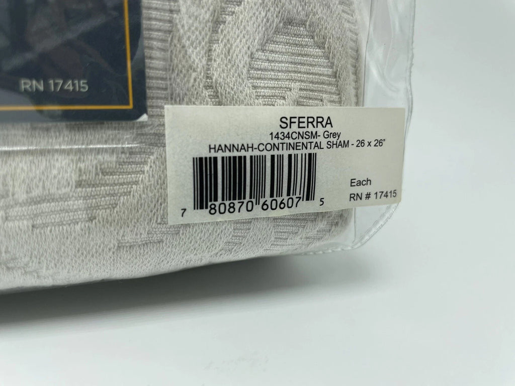 Sferra Hannah Grey Euro Continental Sham Scroll Design 100% Cotton Matelasse NEW4