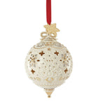 Lenox 2019 Annual Ornament Ivory Pierced Gold Stars Bas Relief Christmas NEW2