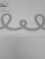 Yves Delorme Italics White Queen Duvet Tan Embroidery Egyptian Cotton Sateen NEW10
