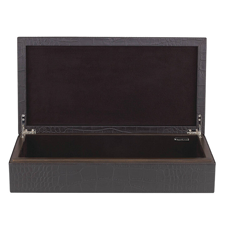 Reed & Barton Men's  Keepsake Box  Brown Leather Large All Purpose 16.75" NEW1