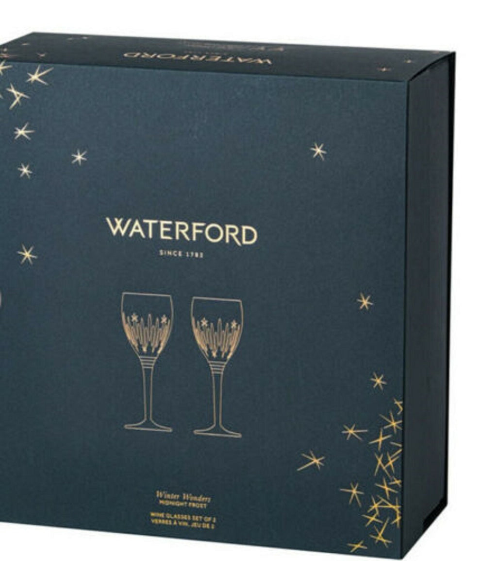 Waterford Crystal Winter Wonders Wine Glasses Midnight Frost 1059648 NEW IN BOX8