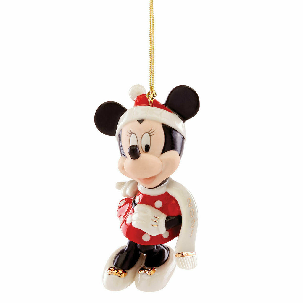 Lenox Disney 2021 Mickey & Minnie Figurine Ornament Set Mouse Winter Outfit NEW7