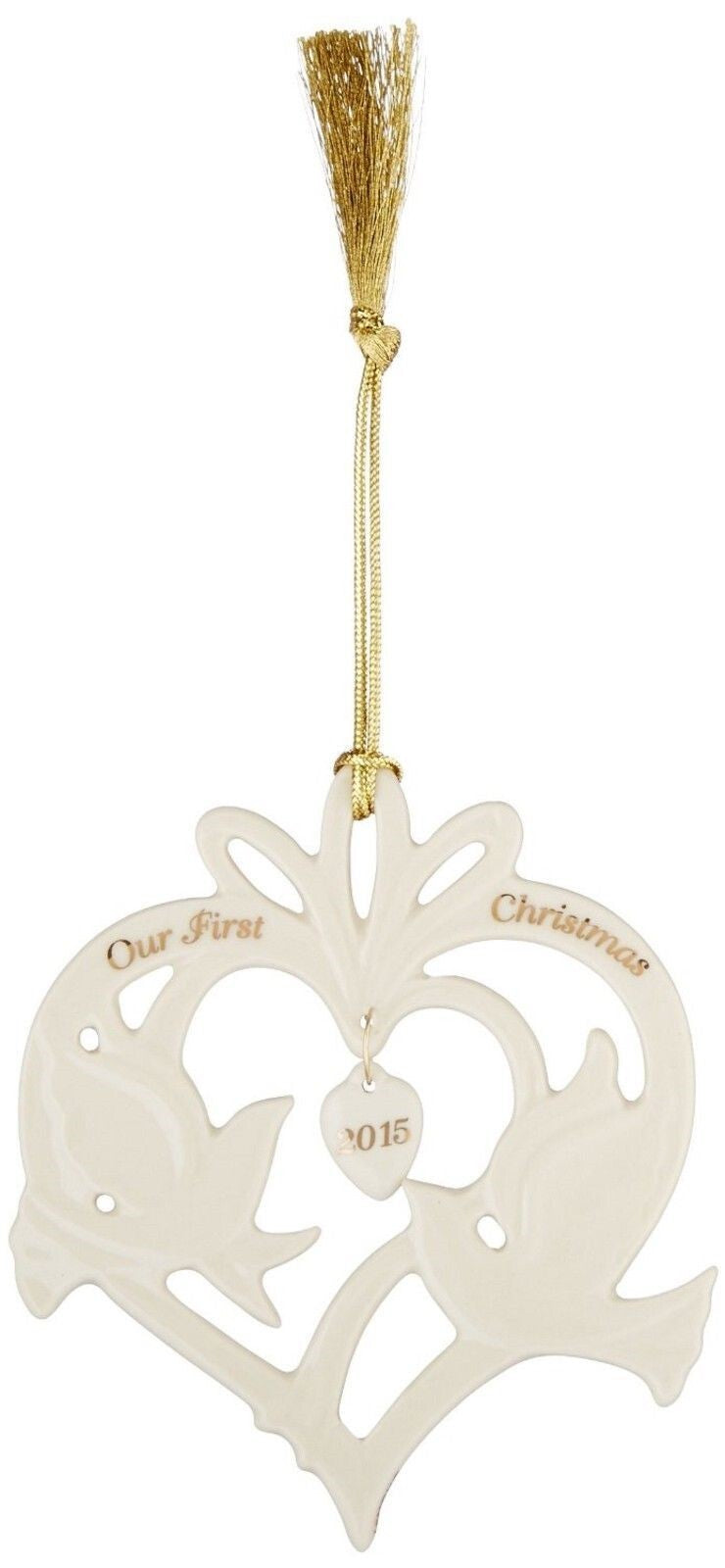 Lenox 2015 Our First Christmas Ornament Wedding  Anniversary Love Doves 1st NEW1