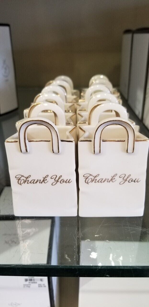 Lenox  Porcelain Thank You Party Favors Gift Set Of 10 Ivory Gold  3" NEW0
