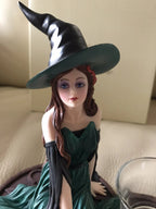 Lenox Halloween Sorceress Witch Votive Figurine Emerald Gown Casting Spell NEW8