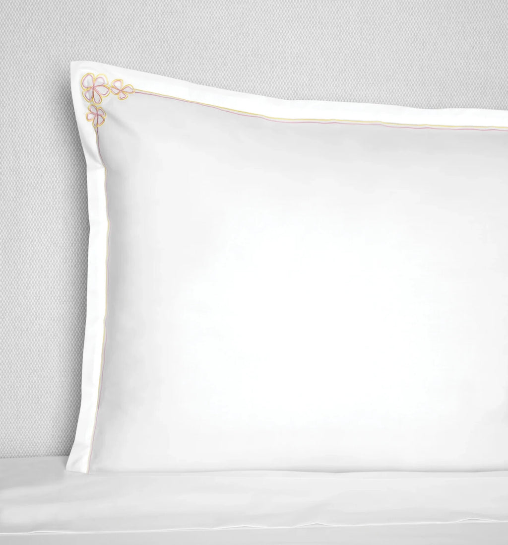 Sferra Fiorina Euro Continental Shams 2 Carnation Embroidery Cotton Percale NEW1