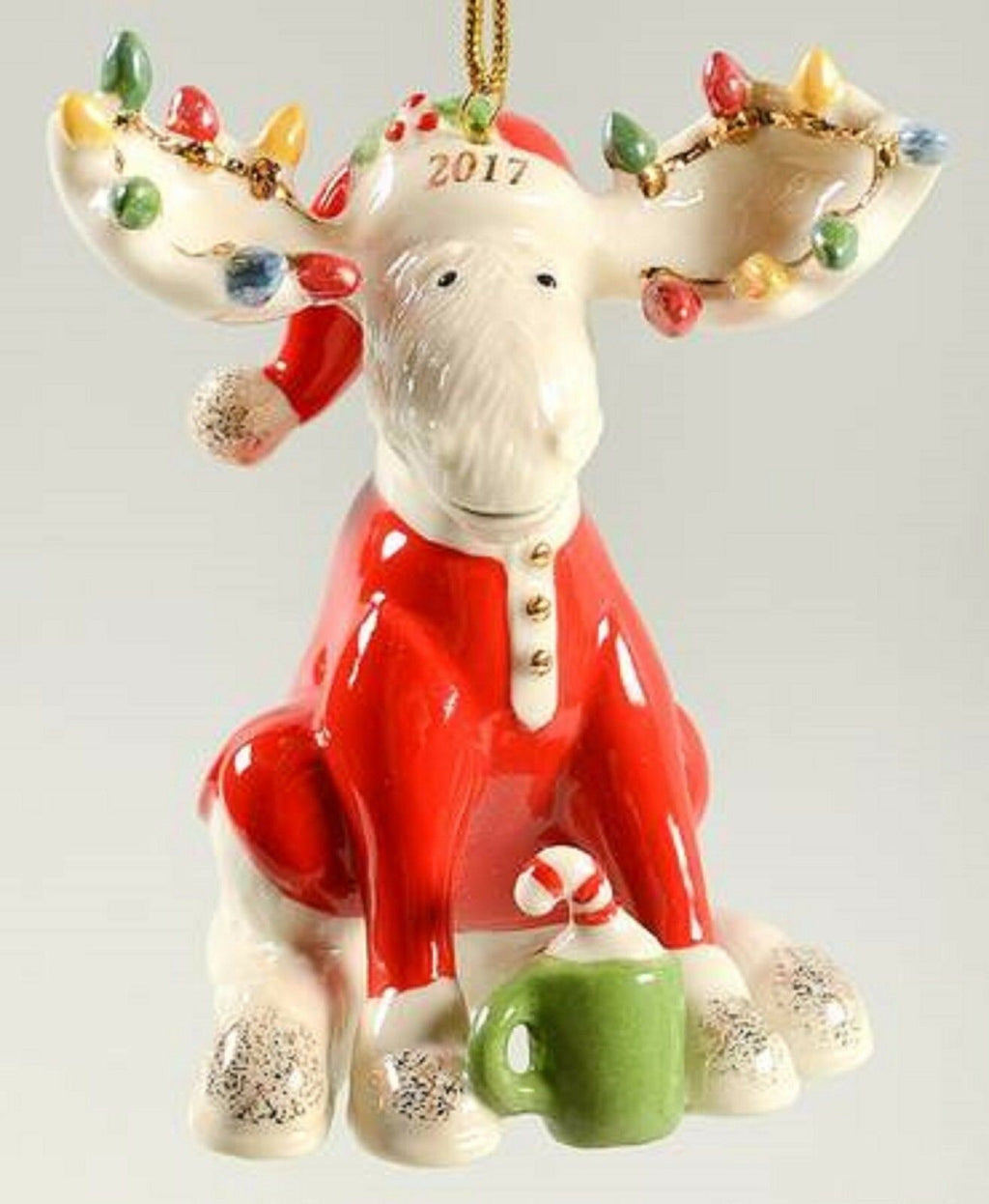 Lenox 2017 Bedtime Moose Ornament Figurine Annual Marcel Pajamas Christmas NEW1