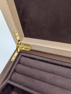 Reed & Barton Melrose Beige Jewelry Box Shagreen Leather Section Suede Tray NEW7