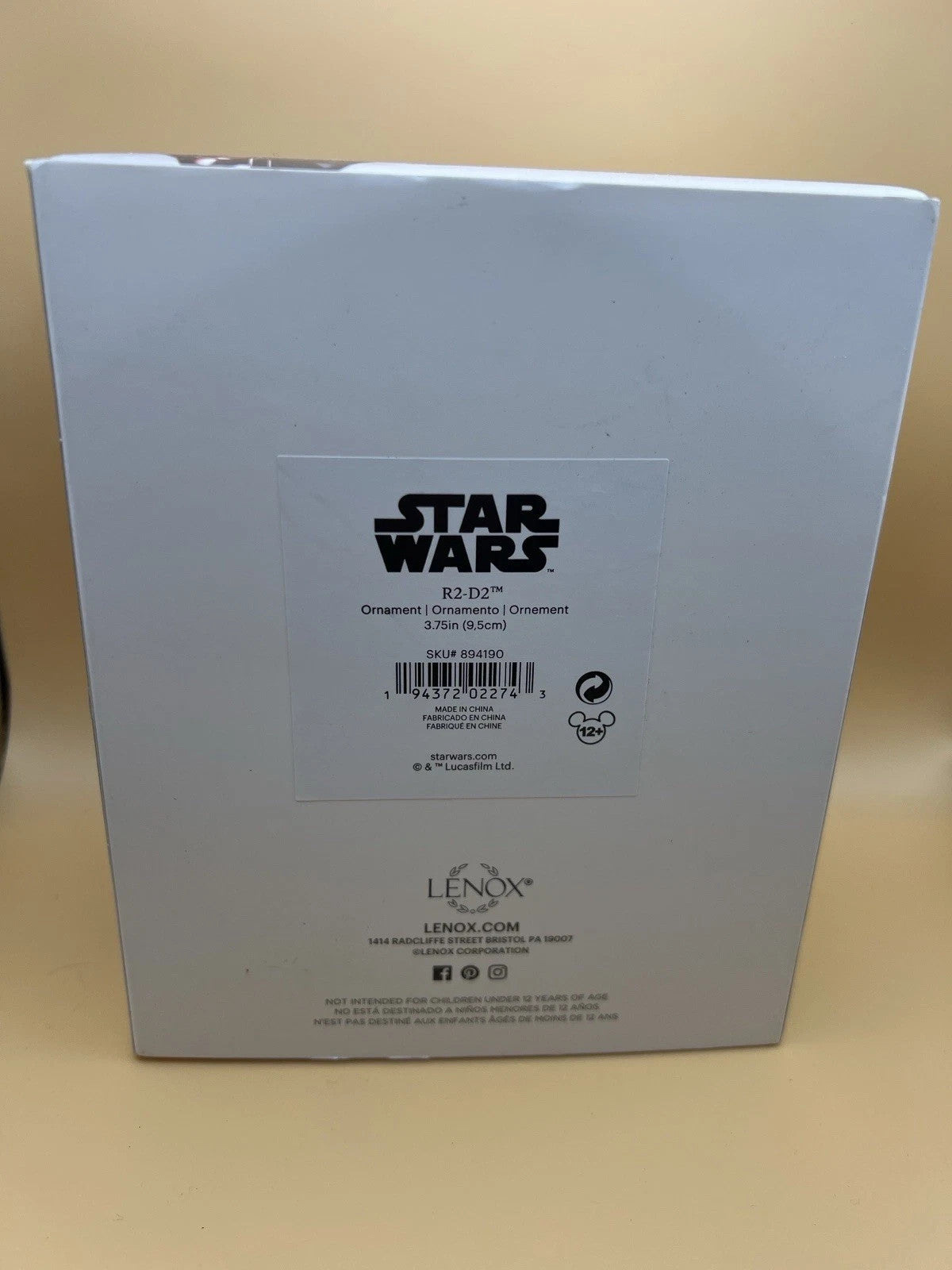 Lenox Disney R2-D2 Star Wars Droid Ornament Figurine White Bow Christmas NEW10
