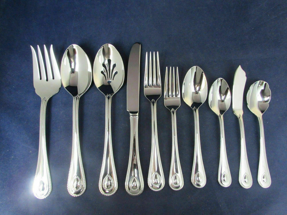 Lenox French Perle 65 PC Flatware Set Service For 12 Stainless 18/10 Beading NEW1