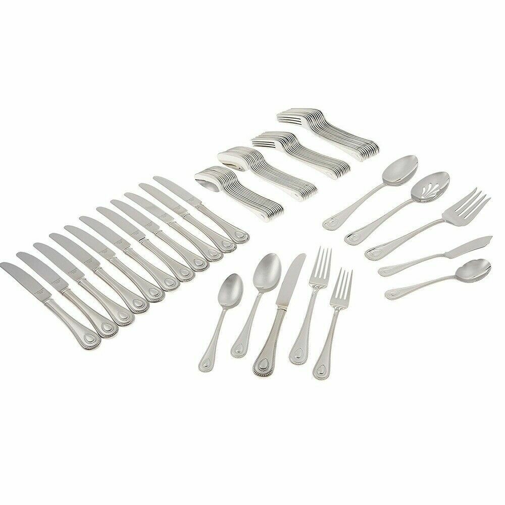 Lenox French Perle 65 PC Flatware Set Service For 12 Stainless 18/10 Beading NEW0