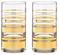 Kate Spade NY Hampton Street Highball Glasses Pair Gold Stripes Lenox NEW IN BOX0