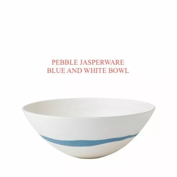 Wedgwood Blue and White Pebble Bowl Jasperware 9.6"  Hand Made England New Boxed1