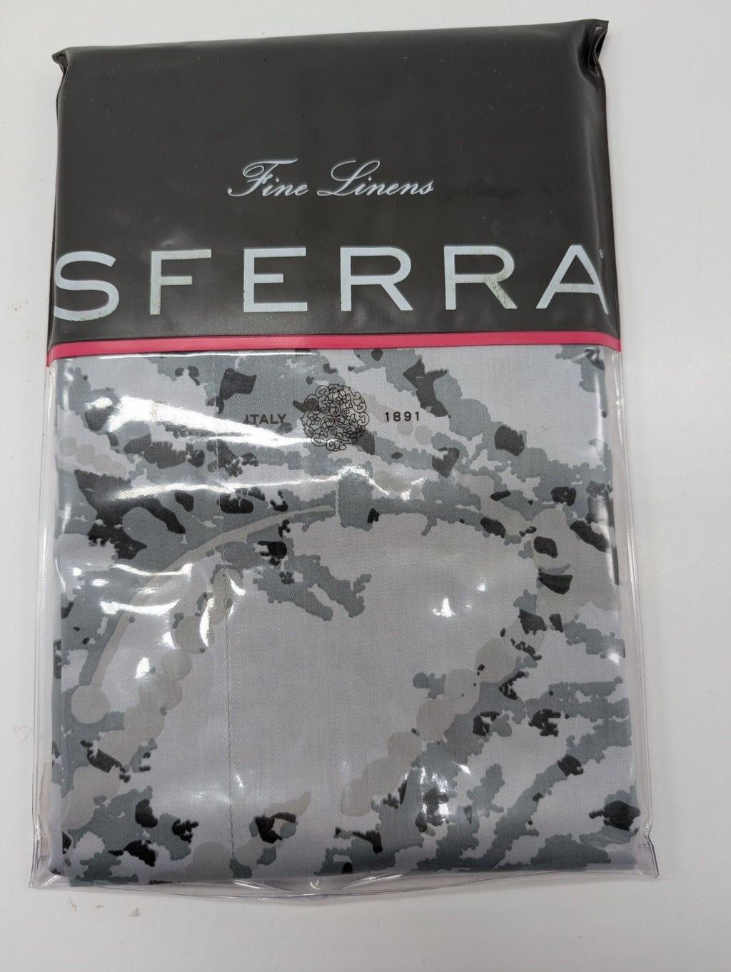 Sferra Pallina Pewter Standard Sham 100% Egyptian Cotton Sateen Print Italy NEW0