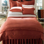 Sferra Presidio White King Dust Ruffle Stripe Gathered Egyptian Cotton Italy NEW6