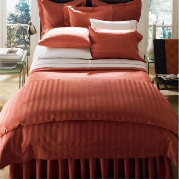 Sferra Presidio White King Dust Ruffle Stripe Gathered Egyptian Cotton Italy NEW6