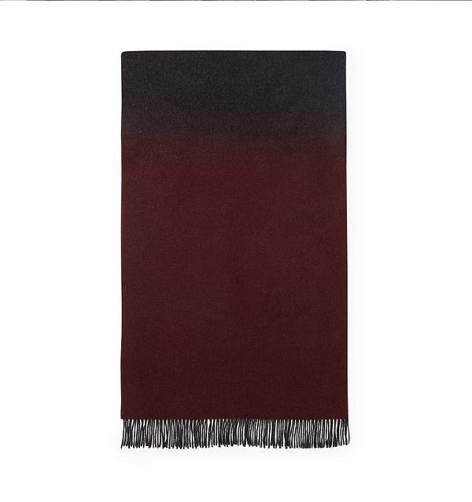 Sferra Jeno Throw Blanket Burgundy Grey Variated Fringe Angora & Merino Soft NEW3