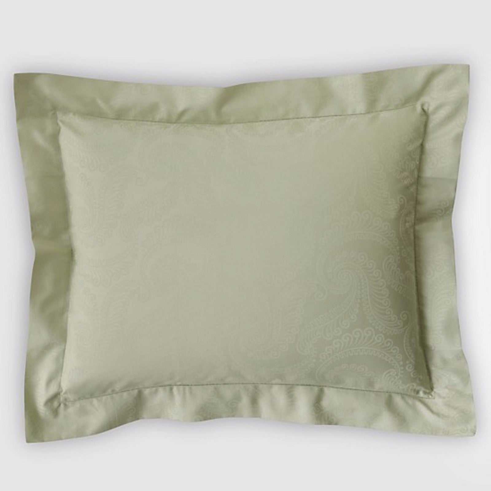Sferra Tasso Leaf King Sham Green 100% Egyptian Cotton Jacquard Sateen Italy NEW0