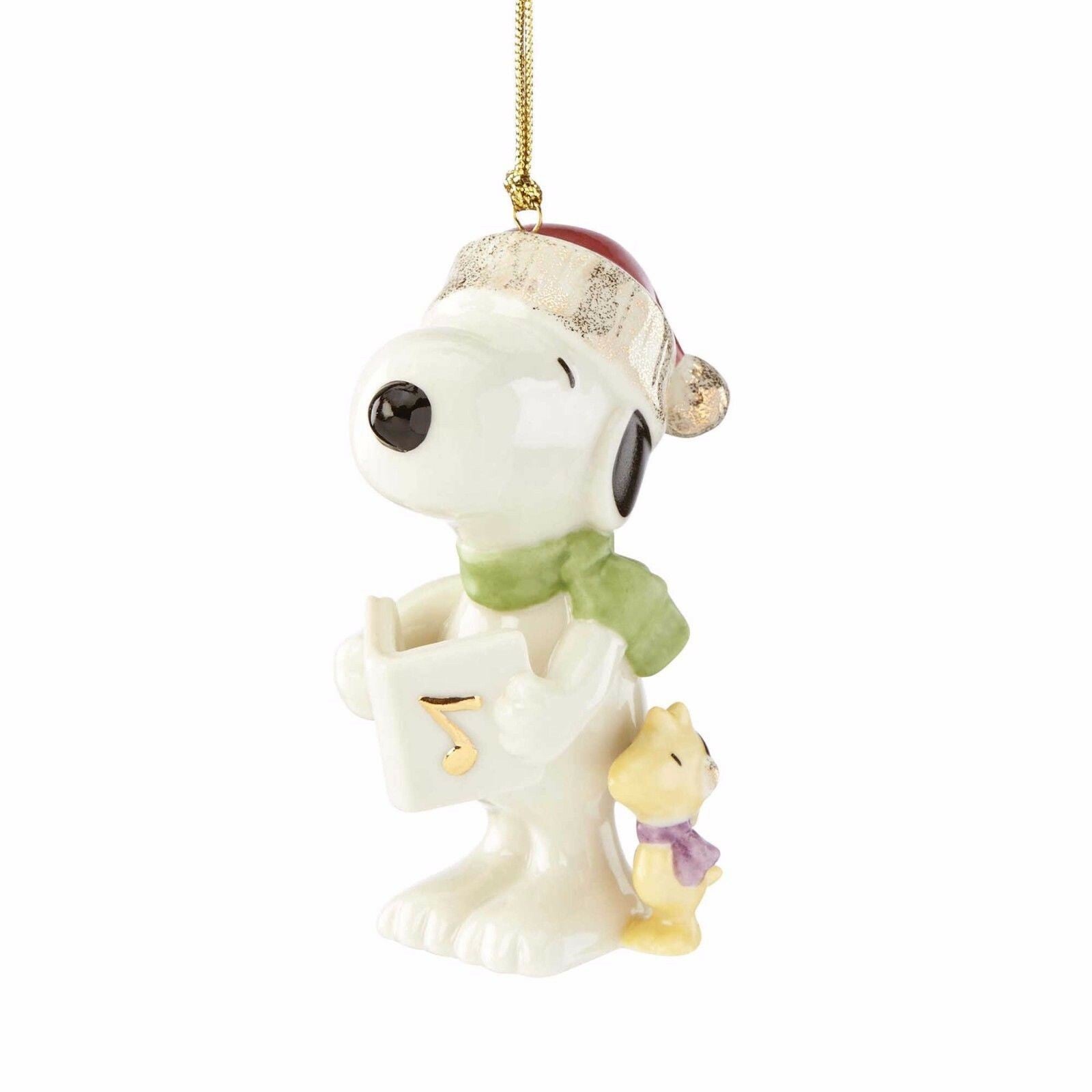 Lenox Peanuts Christmas Caroling With Snoopy Figurine Ornament Woodstock Dog NEW1
