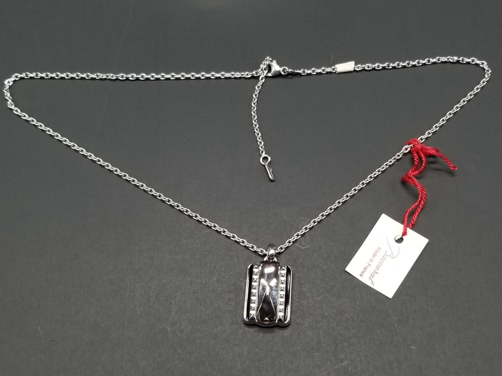 Baccarat Crystal Louxor Necklace Silver Mist Mirror Diamond Cut  22" Chain NEW2