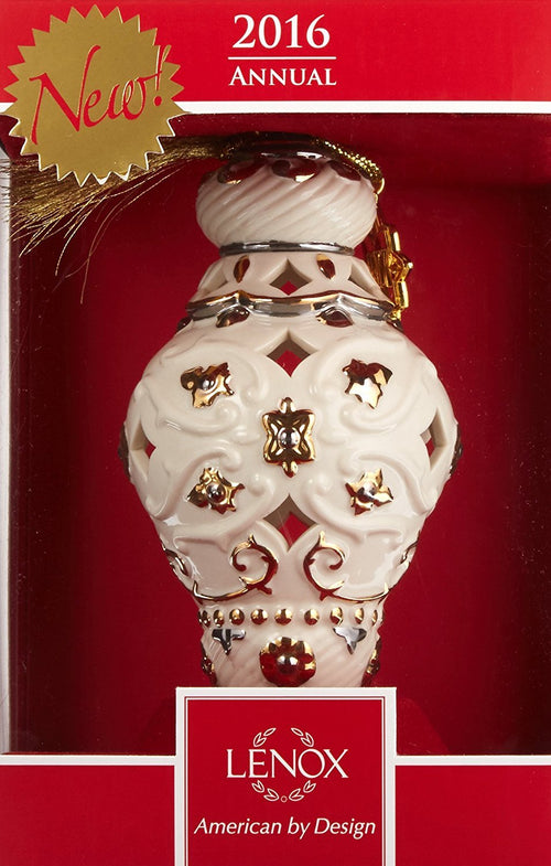 Lenox 2016 Annual Ivory Pierced Spire Ornament Victorian Gold Tag Christmas NEW1