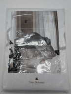 Yves Delorme Italics White Queen Duvet Tan Embroidery Egyptian Cotton Sateen NEW8