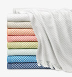 Sferra Costa Green Throw Blanket Kiwi Fringed Herringbone Weave Cotton 50x70 NEW5