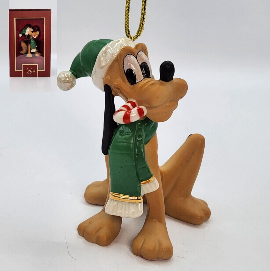 Lenox Disney Pluto Figurine Ornament Mickey's Dog Candy Cane Treat Christmas NEW5