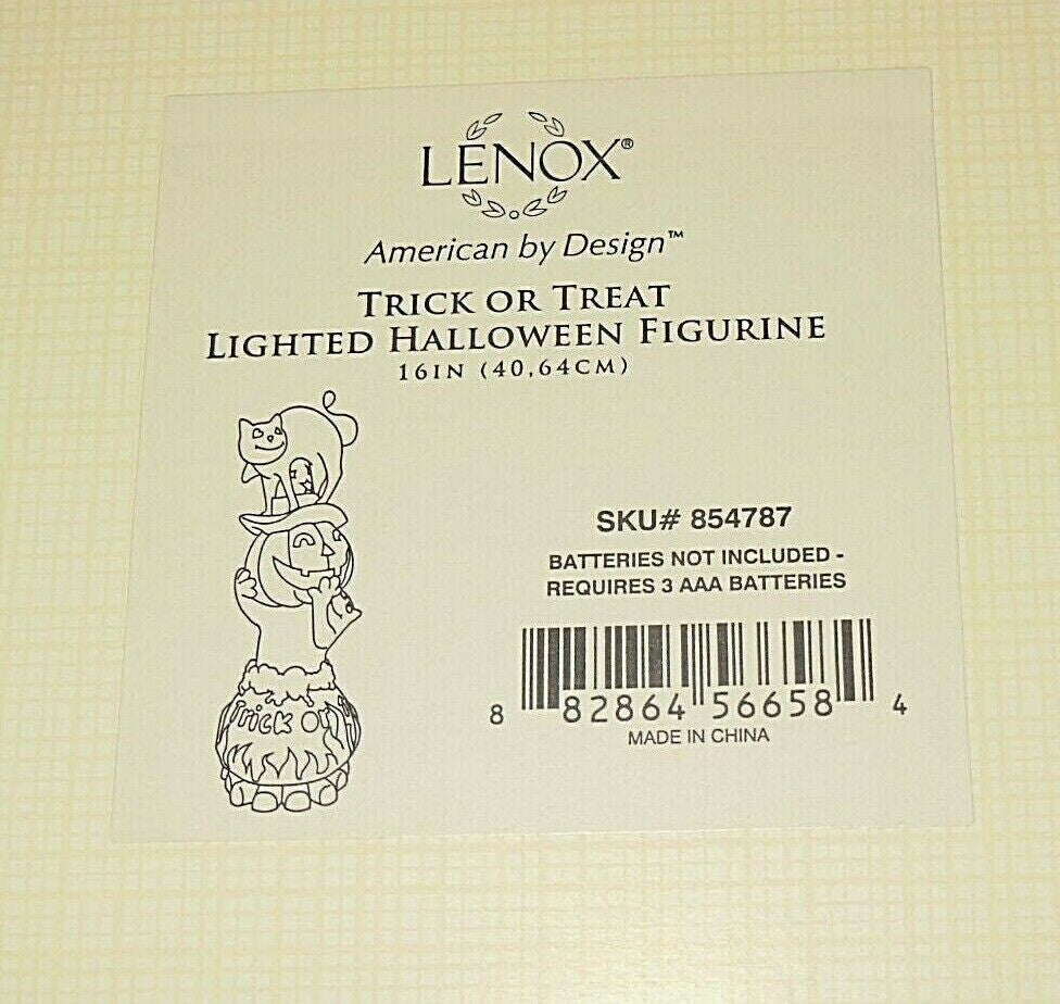 Lenox Halloween Trick or Treat Lighted Figurine Black Cat Ghost Cauldron 16" NEW7