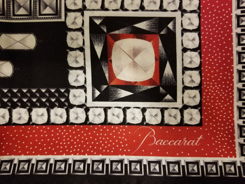 Baccarat 100% Silk Scarf Shaw Louxor Red Black Graphic 55" # 2809047 NEW In Box0