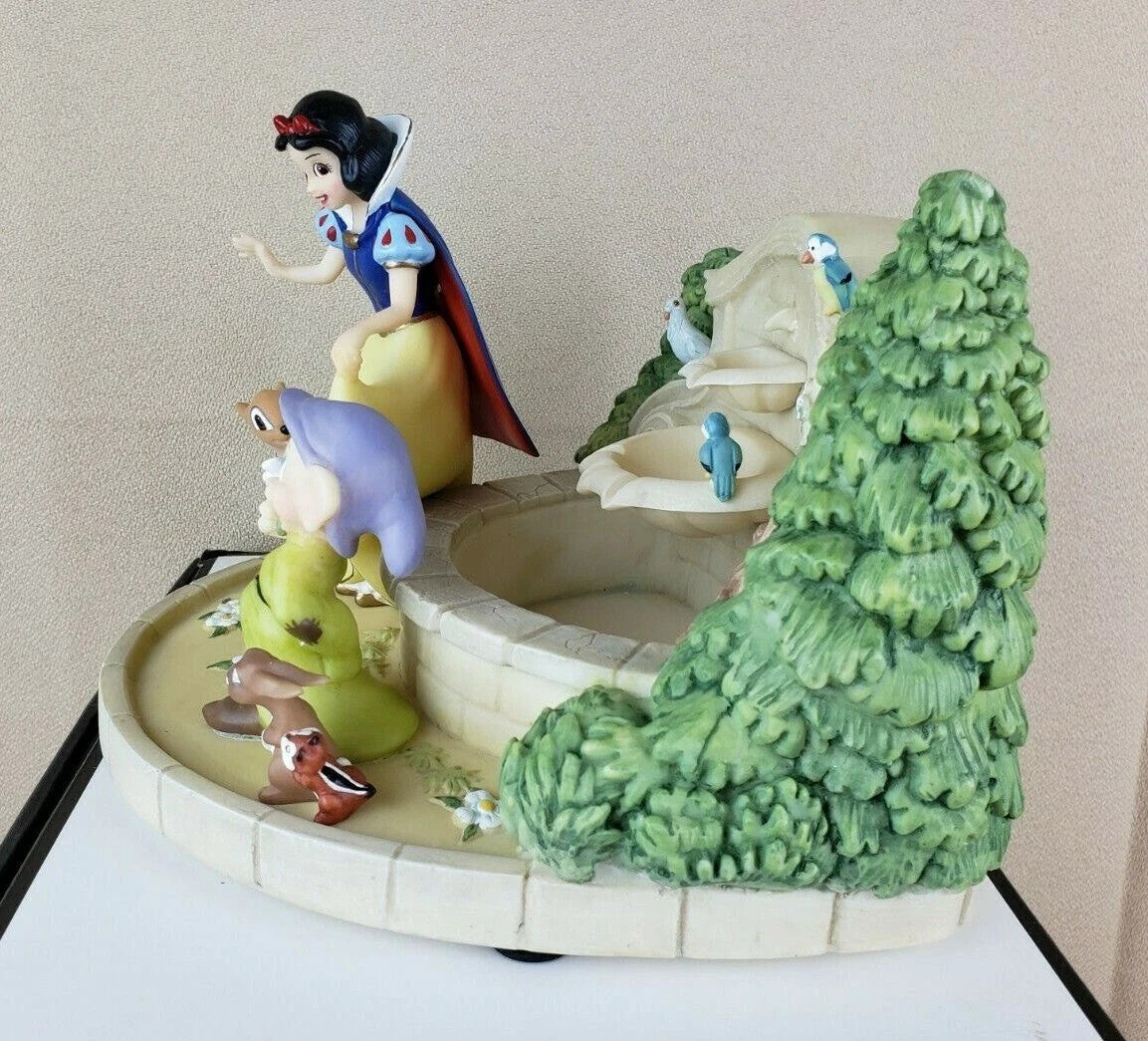 Lenox Disney Princess Snow White's Garden Fountain Figurine Fawn Bird Dopey NEW5