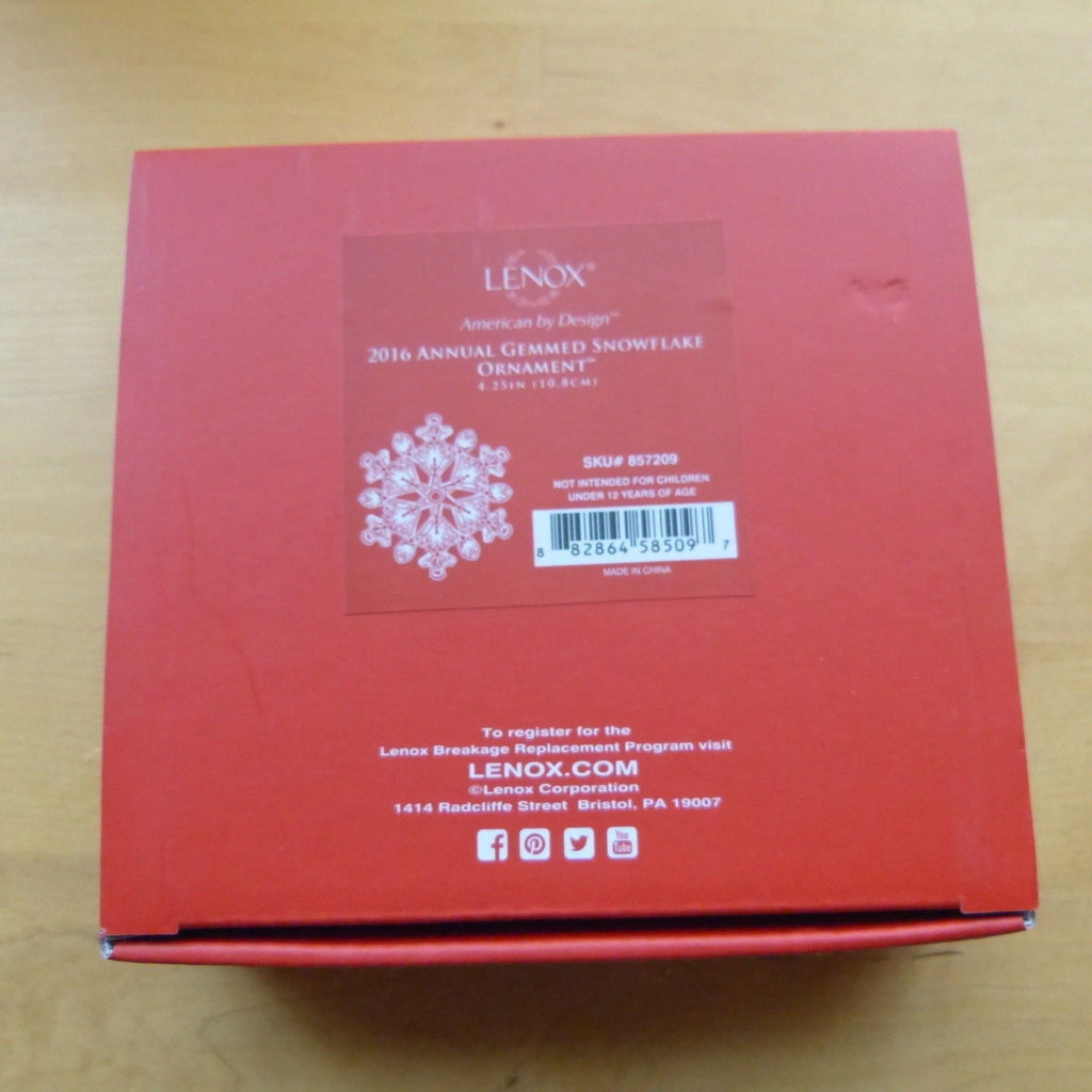 Lenox 2016 Gemmed Snowflake Ornament Annual Green Gold Crystals Christmas NEW2