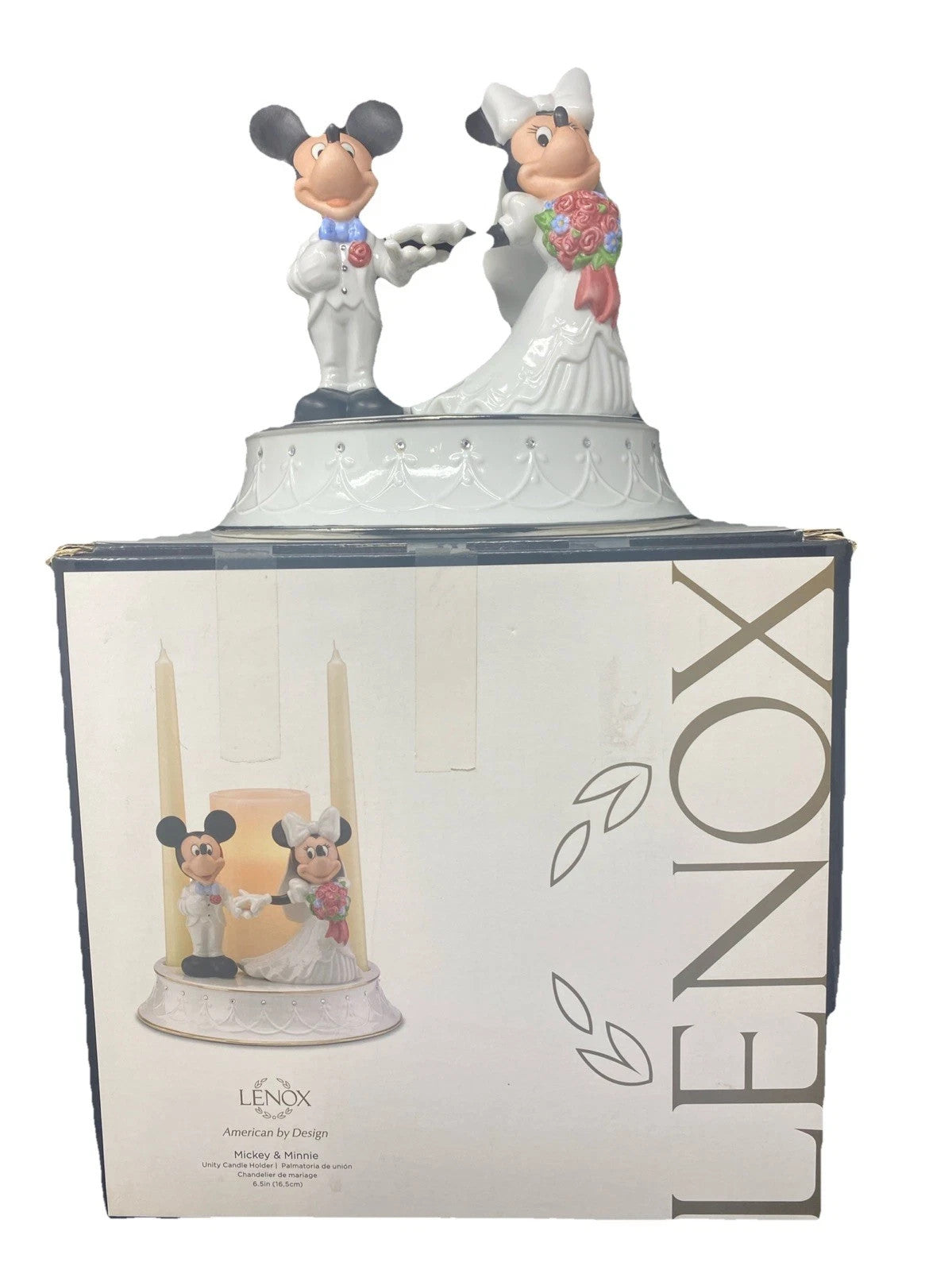 Lenox Disney Mickey Minnie Unity Candle Holder Wedding Figurine Bride Groom NEW7