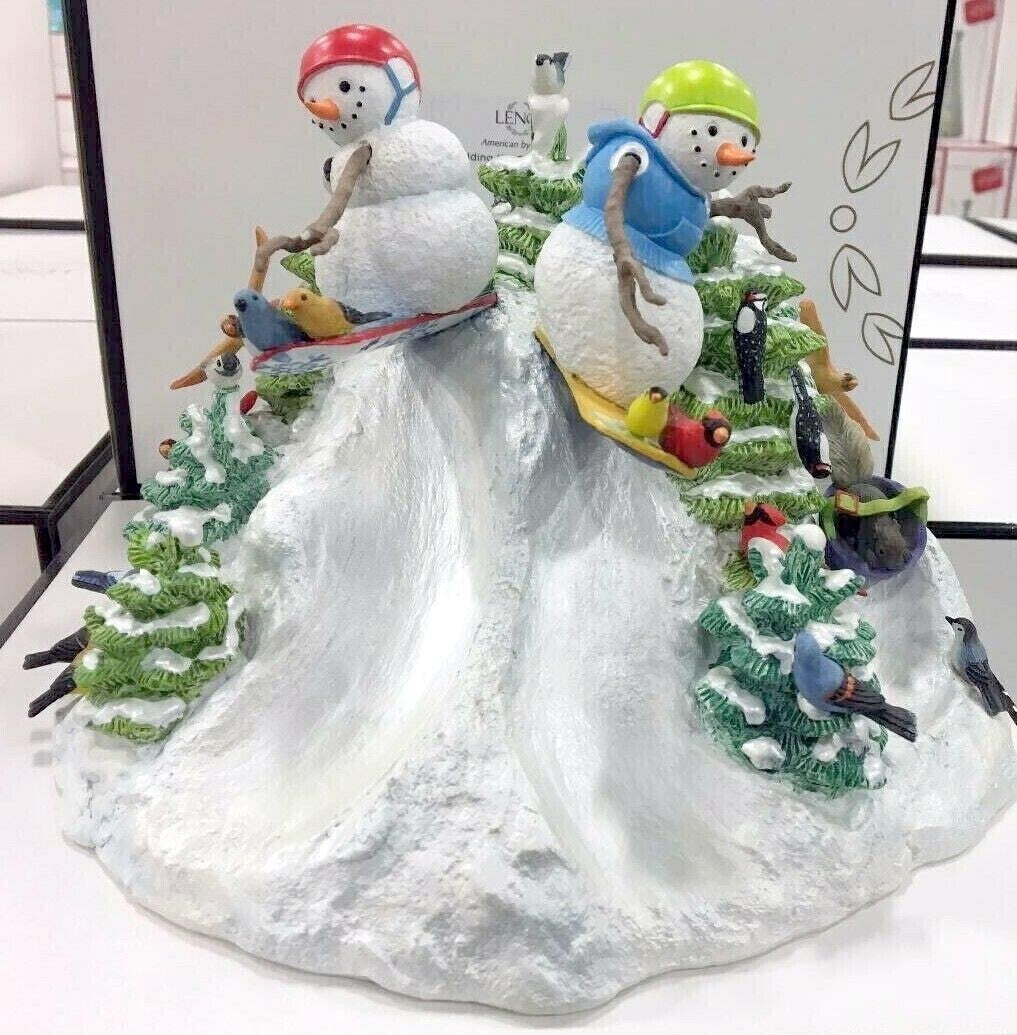 Lenox Snowboarding Snowman Figurine Shredding Snow Garden Birds Bywaters 6" NEW3