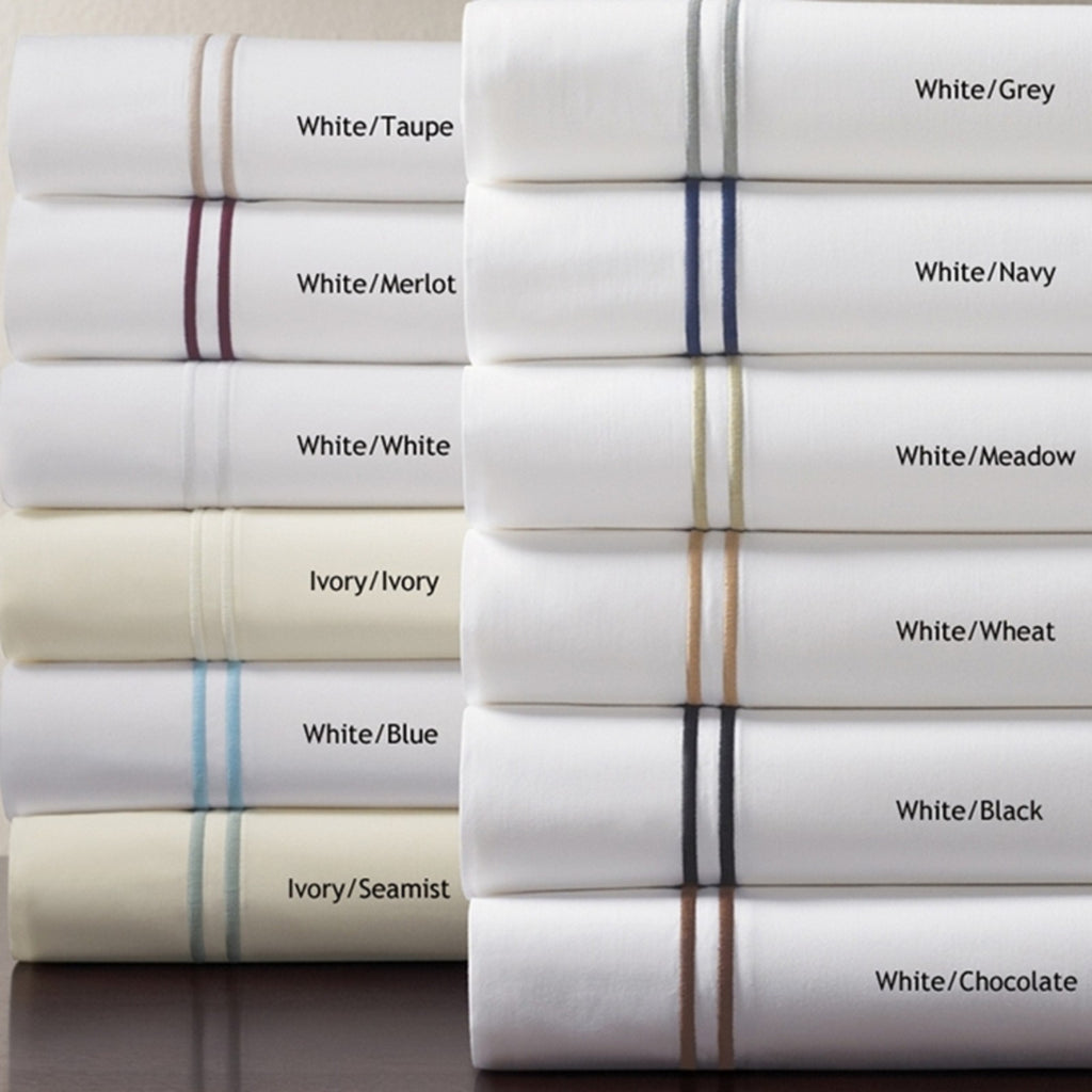 Sferra Grande Hotel White King Sham Black Stripes 100% Cotton Percale Italy NEW5