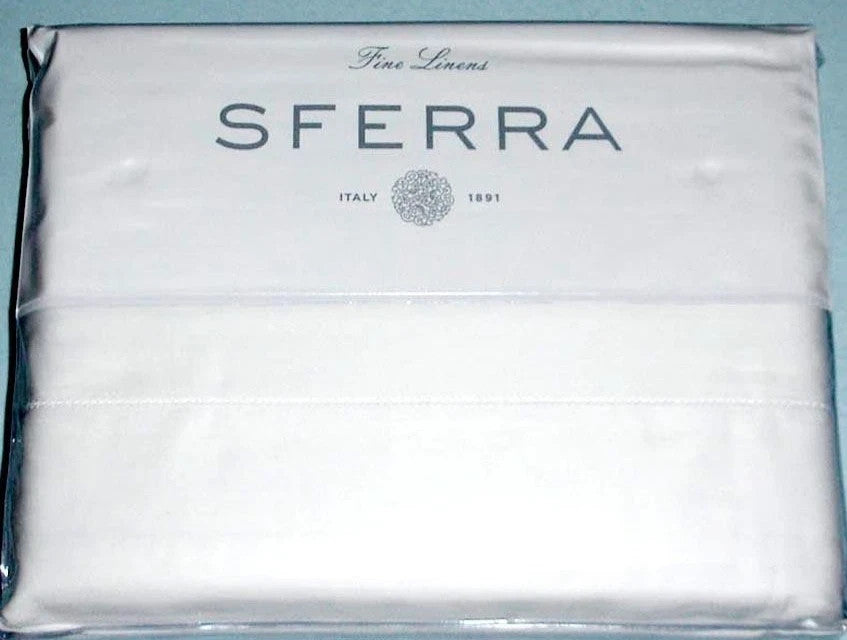 Sferra Matteo White King Sheet Set 4PC 100% Cotton Sateen Hemstitch Italy NEW8