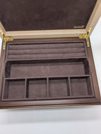 Reed & Barton Melrose Beige Jewelry Box Shagreen Leather Section Suede Tray NEW6