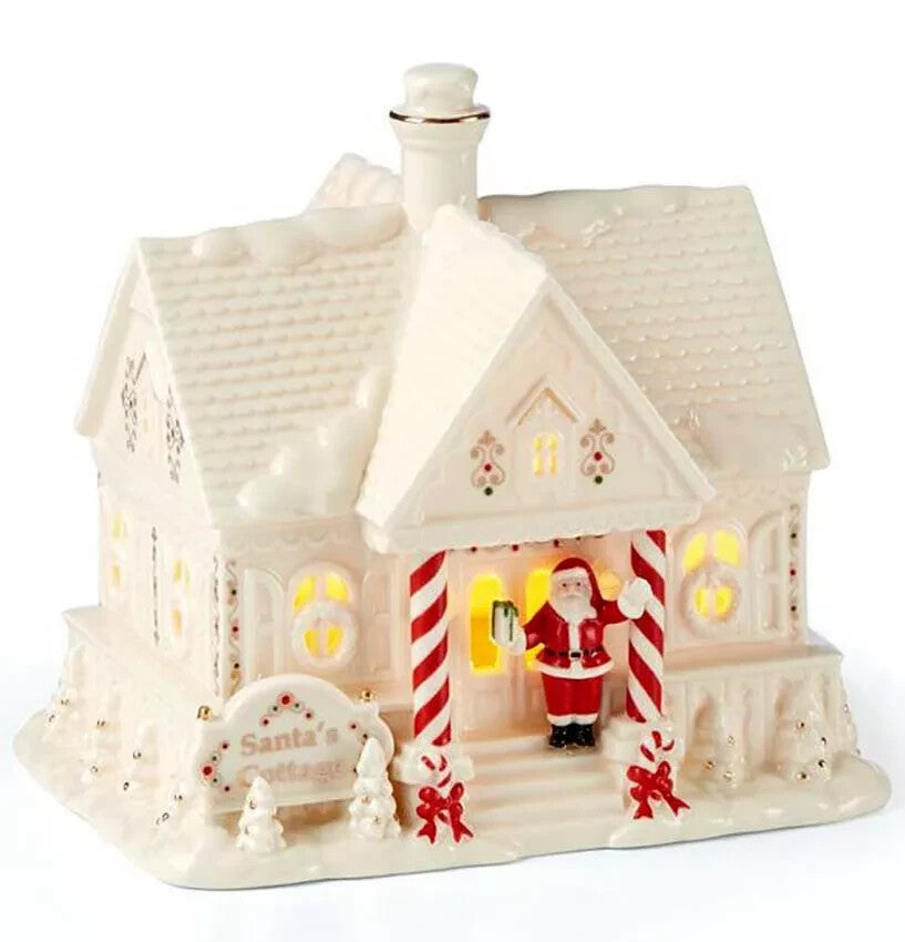 Lenox Mistletoe Park Santa's Lighted Cottage and Caroler Figurines Christmas NEW5
