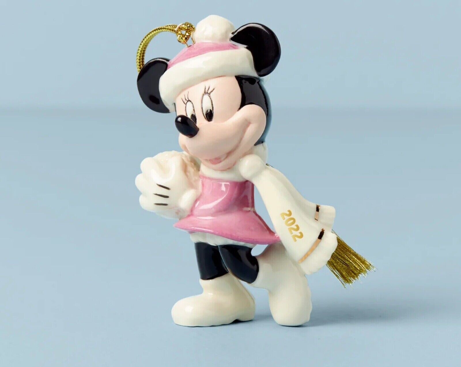Lenox Disney 2022 Mickey & Minnie Figurine Ornament Set Snow Games Snowball NEW3